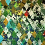 Jonathan VanDyke, Conveyer, Paint on canvas and overdyed canvas, 2013, 149 x 230 cm