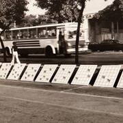 Eugenio Espinoza, Untitled, 1971, Installation view Sala Mendoza, Caracas, 1971. Ten screenprints on wooden boards, 39 3/4 x 29 1/2 inches each, Courtesy the artist