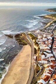 An aerial view of the coast of Ericeira, Portugal