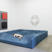 View of the exhibition "Paulin, Paulin, Paulin" at Galerie Perrotin, Paris from October 22 to December 19, 2015.
From left to right: Jesús-Rafael Soto, Pierre Paulin, John De Andrea, Monir Shahroudy Farmanfarmaian and Xavier Veilhan. Photo: Claire Dorn © Jesús-Rafael Soto / ADAGP, Paris, 2015 © Monir Shahroudy Farmanfarmaian and The Third Line © Xavier Veilhan / ADAGP, Paris, 2015, Courtesy Paulin, Paulin, Paulin and Galerie Perrotin