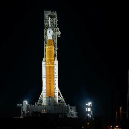 Artemis I sulla piattaforma di lancio, fonte NASA.gov