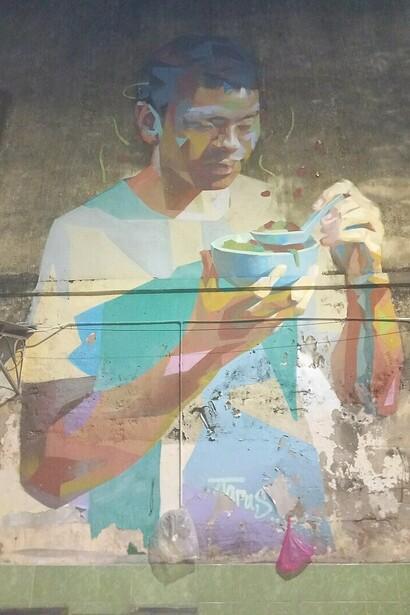 Murales in un edificio di Georgetown, Penang, Malesia