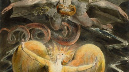 "El gran dragón rojo y la mujer vestida de Sol", acuarela, William Blake, entre 1805 y 1810