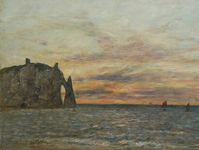 Eugène Boudin, Étretat, la falaise d’Aval au soleil couchant, 1890. Courtesy of Musée Marmottan Monet