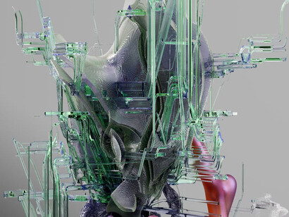 A contemplative portrayal of AI, where artificial intelligence meets empathy in a fusion of circuitry and feeling