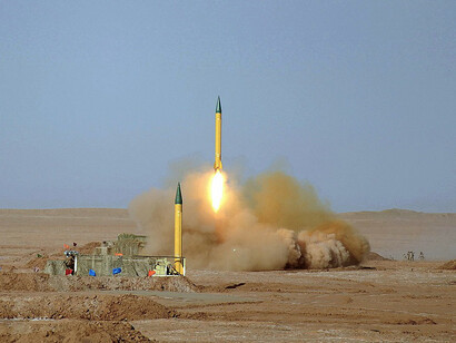 The Shahab-1 is an Iranian short-range ballistic missile (SRBM) derived from the Soviet Scud-B, with an estimated range of about 300 km. The Shahab-1 missile was displayed during the Great Prophet military exercise