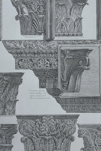 [Vari capitelli], 470 x 275 mm.  Retrieved from Ficacci, L. (2022).  On The Grandeur and the Architecture of the Romans. In Piranesi: The Complete Etchings (p. 361)