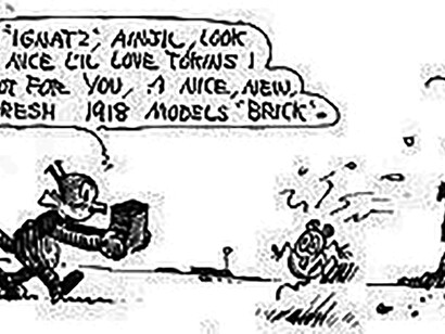 Panel from the Krazy Kat cartoon of Sunday, January 6, 1918, by George Herriman