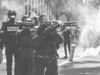 Police confront protesters in Rennes on June 6, 2023, during the 14th day of national demonstrations against current government policies in France