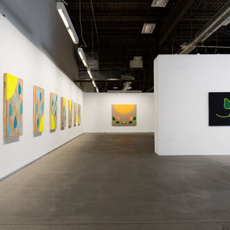 Renée Condo, One who shatters particles, one who smells flowers, exhibition view. Courtesy Blouin Division 