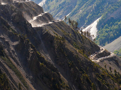 Zoji La, a high mountain pass connecting Srinagar to Ladakh in Kashmir, India