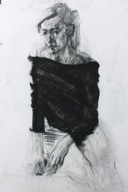 Kristian Zara, Live model drawing, Soft pastel on paper, 100x70cm