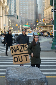 Protests in Thomas Paine Park against the detention of Palestinian activist and Columbia University student Mahmoud Khalil, 2025, New York, NY, USA