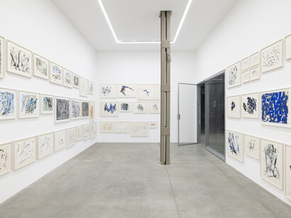 Archiv Charlotte Posenenske, Anfänge der Form: Charlotte posenenske auf papier, exhibition view. Courtesy of Mehdi Chouakri Gallery