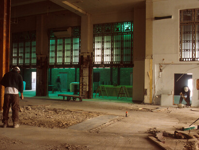Ingram Gallery, facing the Grand Lobby, during the transformation of the old post office space into an art center (detail). Courtesy of Frist Art Museum