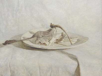 Daichi Igarashi, Still life with a silver fork and lambs. Courtesy of Gallery Koyanagi