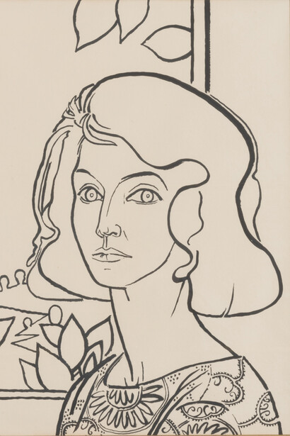 Françoise Gilot, Self-portrait in front of landscape, 1971. Courtesy of Rosenberg & Co. Gallery