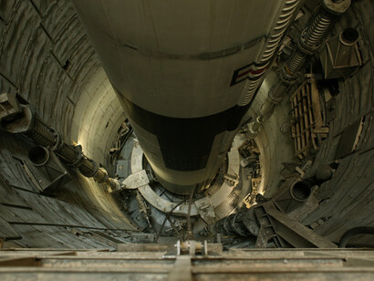The thrust mount assembly and suspension springs at Level 3 of the Titan II missile silo, Titan Missile Museum (ICBM Site 571-7)