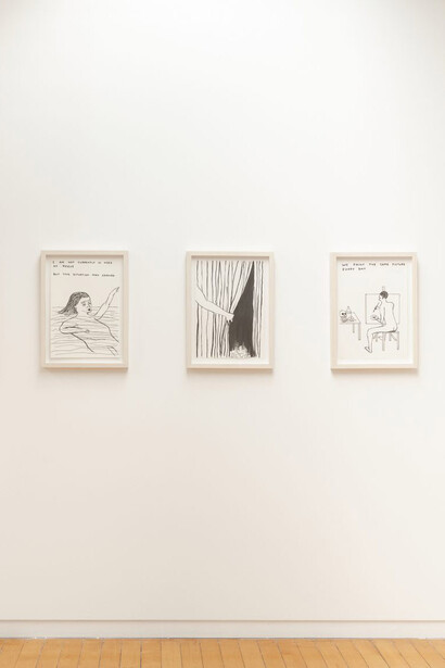 David Shrigley, Works on paper, exhibition view. Courtesy of Two Rooms 