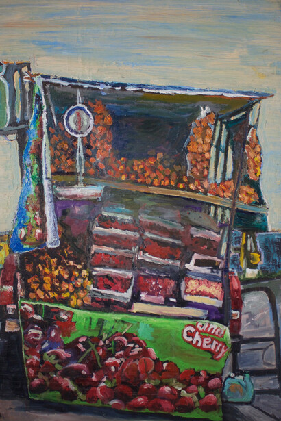 Adrian Delgado, Cherries at Fruitvale (detail), 2016. Courtesy of 1202 Contemporary