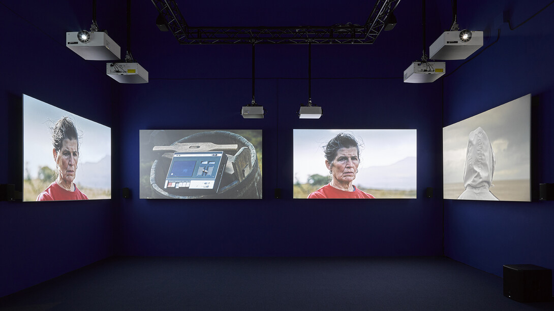 John Akomfrah, Listening all night to the rain, exhibition view. Courtesy of Museo Thyssen-Bornemisza