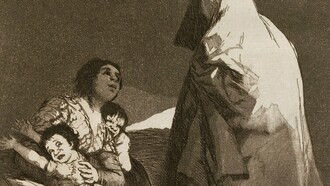 Francisco Goya, "Que viene el coco", ilustración perteneciente a la serie "Los caprichos", 1797-1798
