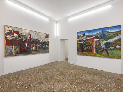 Andrea Mastrovito, Quando il cielo finisce (When the sky ends), exhibition view. Courtesy of Galleria Michela Rizzo 