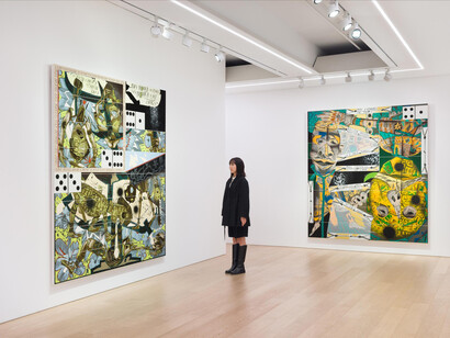 Lari Pittman, Caprichos and nocturnes, exhibition view. Courtesy of Lehmann Maupin