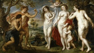 Peter Paul Rubens, "El juicio de París", óleo sobre madera, entre 1632 y 1635