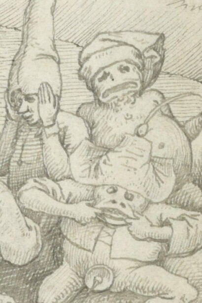 Detalle de "Superbia (Orgullo)", grabado, Pieter Brueghel el viejo, 1556-1557