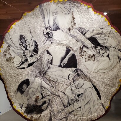 Katie Simmons, Pinecone quilt I, side B (detail), 2025. Courtesy of Pleiades Gallery