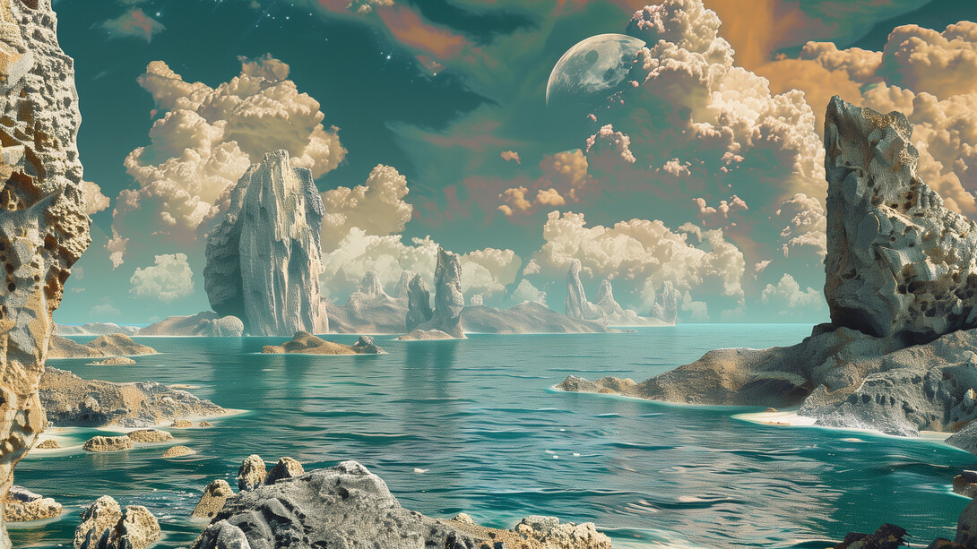 Paisaje costero con imaginación de IA