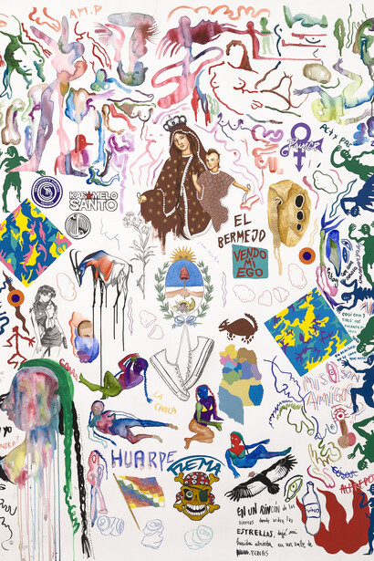 La Chola Poblete, Virgen del Carmen de Cuyo [Nossa Senhora do Carmo de Cuyo] [Our Lady of Mount Carmel of Cuyo], da série Virgenes Cholas [From the series Chola virgins] (detail), 2023. Courtesy of MASP