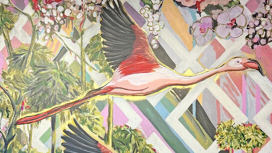 Mark Boomershine, Flamingos left (detail). Courtesy of Voltz Clarke Gallery