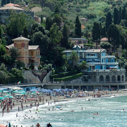 Vista di Levanto, provincia di La Spezia, Italia