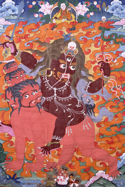 Zombie-Riding Protectress, Central Tibet; 19th century, Pigments on cloth, Rubin Museum of Art, Gift of Shelley and Donald Rubin