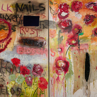 Joan Snyder, … And acquainted with grief [Diptych] (detail), 1997. Courtesy of Hirschl & Adler Modern