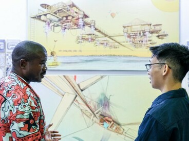 A wide view of the fair floor showcasing its international diversity, World Art Dubai, Dubai, United Arab Emirates