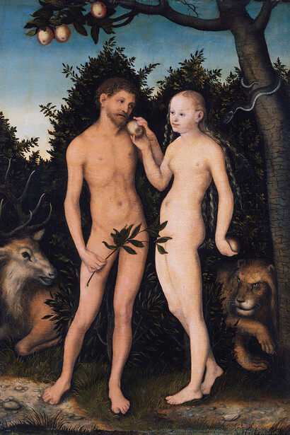 Lucas Cranach d. Ä.: Adam and Eve in paradise / The fall of man, 1533. Mit freundlicher genehmigung des Albertina Museums