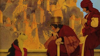 Maxfield Parrish, "El gato con botas", óleo sobre madera, 1913