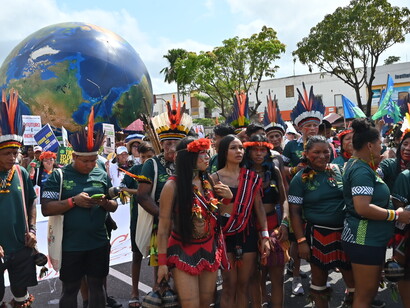 Indigenous people at Marcha Unificada at COP30, Belem, Brazil - frontline defenders of forests @ Ashish Kothari