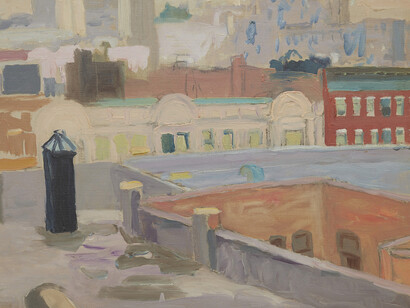 Nell Blaine, Rooftops, 94th street (detail), 1967. Courtesy of Tibor de Nagy Gallery 