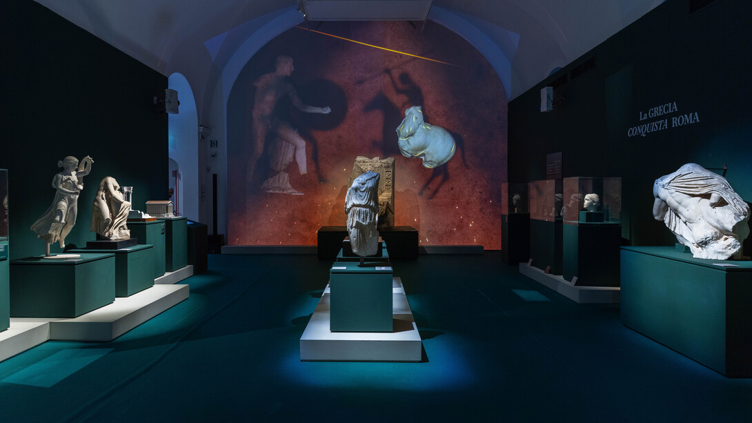 Grecia en Roma, vista de exhibición. Cortesía del Musei Capitolini