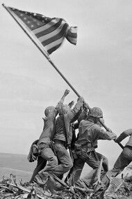 US Marines raising the flag on Iwo Jima, Japan