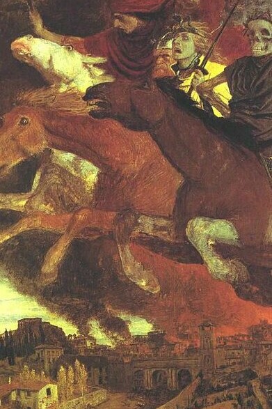 Arnold Böcklin, "La guerra", óleo sobre lienzo, 1896