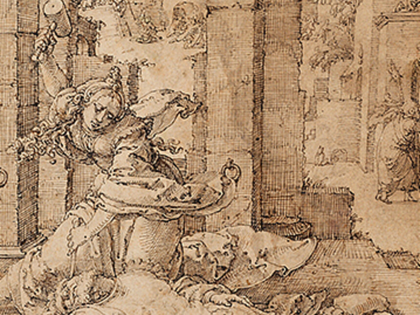 Lucas van Leyden, Jael Killing Sisera, c. 1520/1525, pen and brown ink