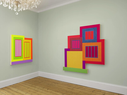 Peter Halley, veduta della mostra. Per gentile concessione della Galleria Massimo de Carlo