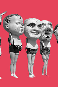 Women wearing oversized masks 