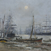 Eugène Boudin, Bordeaux, trois-mâts dans le port, 1874. Avec l’aimable autorisation du Musée Marmottan Monet
