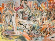 Untitled (Banquet), 2012, Oil on linen, 109 x 171 inches  (276.9 x 434.3 cm), Photo by Rob McKeever © Cecily Brown. Courtesy Gagosian Gallery